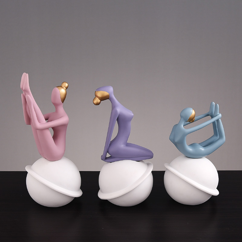 Yoga Figure Resin Ornament – Zen Desk Decor for Bedroom Office