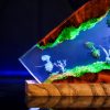 Dragon Art Resin Night Light – Wooden Base LED Desktop Decor