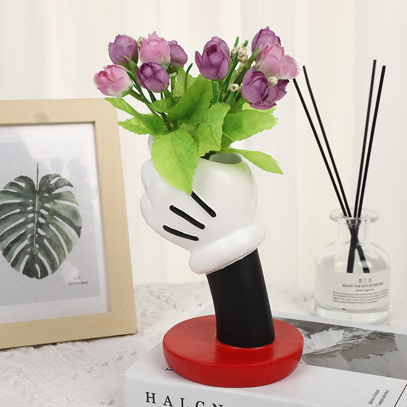 Mickey Hand Vase – Creative Desk Decor for Bedroom Office