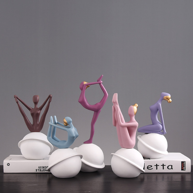 Yoga Figure Resin Ornament – Zen Desk Decor for Bedroom Office