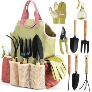 9-Piece Iron Garden Tool Set - Tool Steel Gardening Kit with Storage Bag