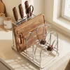 ks002_1-2 2026 New Stainless Steel Kitchen Organizer - Knife Block, Cutting Board & Lid Holder