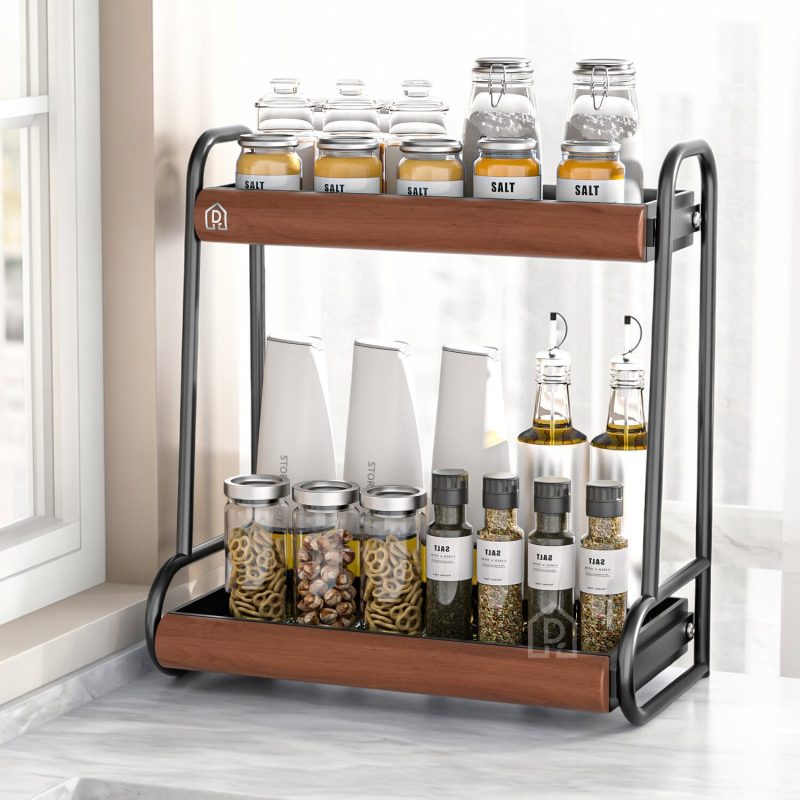 ks003_2-1 2026 New Pull-Out Kitchen Spice Rack - Double Layer Countertop Organizer