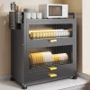 ks004_2 Kitchen Dish Rack with Cabinet Door - Dust-Proof Storage Organizer