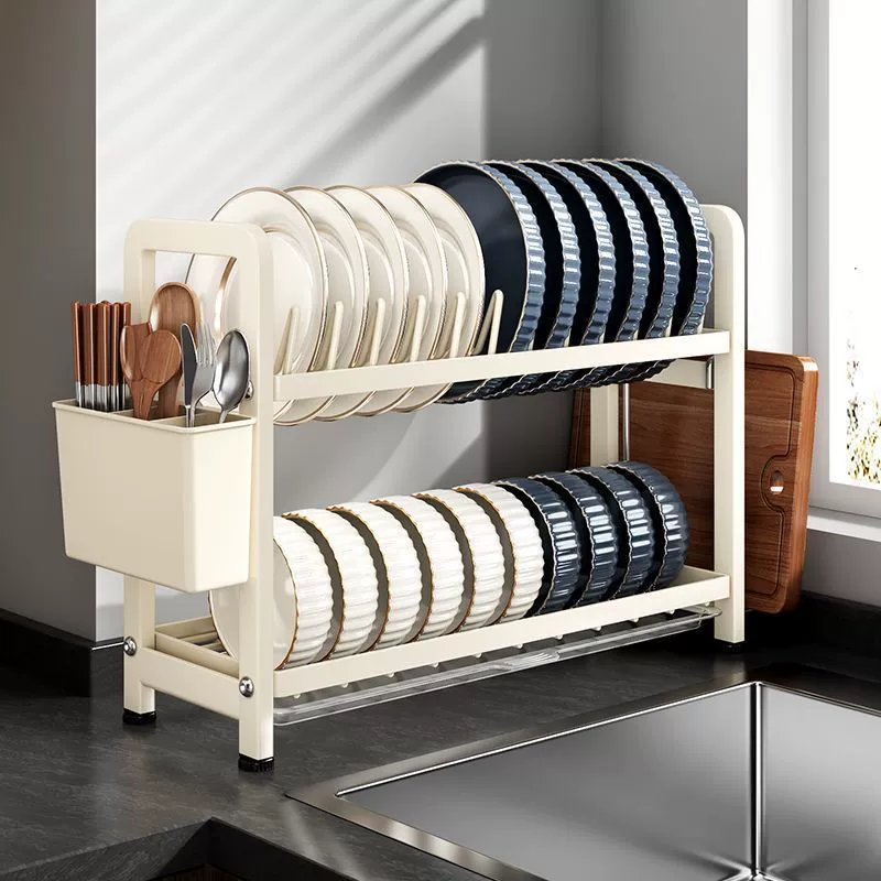 ks005_2 Slim Kitchen Countertop Organizer - Stainless Steel Dish Drying Rack