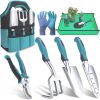 Macaron 6-Piece Garden Tool Set - Colorful Gardening Tools with Tool Steel Heads for Planting