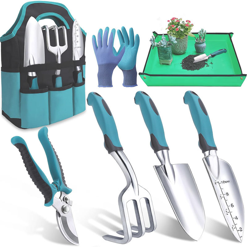 Macaron 6-Piece Garden Tool Set - Colorful Gardening Tools with Tool Steel Heads for Planting