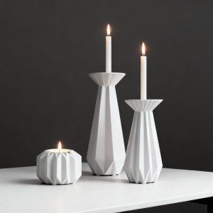 Nordic Origami Ceramic Candle Holder - Creative Folded Design Candelabra, 3 Sizes