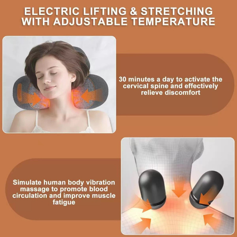 Cervical Pillow Cylinder - Round Neck Support Pillow with Massage Heating