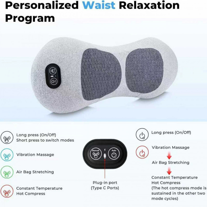 Waist Pillow Cushion - Lumbar Support Massage Heating Back Support