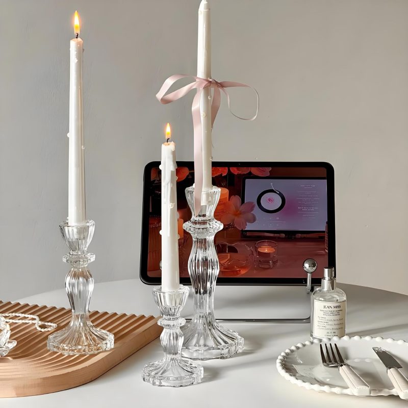 Crystal candle holder p1_02 Crystal Glass Candle Holder Set - 7 Styles, Ins Farmhouse Minimalist Candle Decor