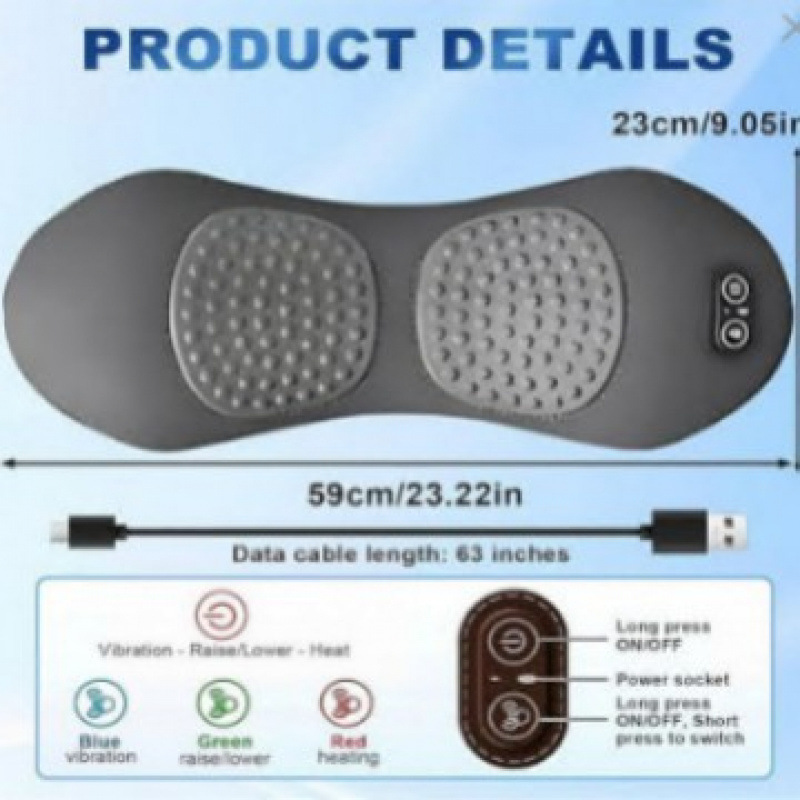 3-in-1 Electric Lumbar Support Pillow - Adjustable Vibration Heat Back Massager
