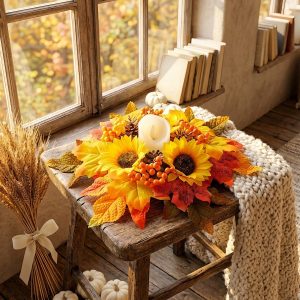 Maple leaf decoration p7_01 Autumn Maple Leaf Candle Holder Decoration - Thanksgiving Fall Harvest Door Hanging
