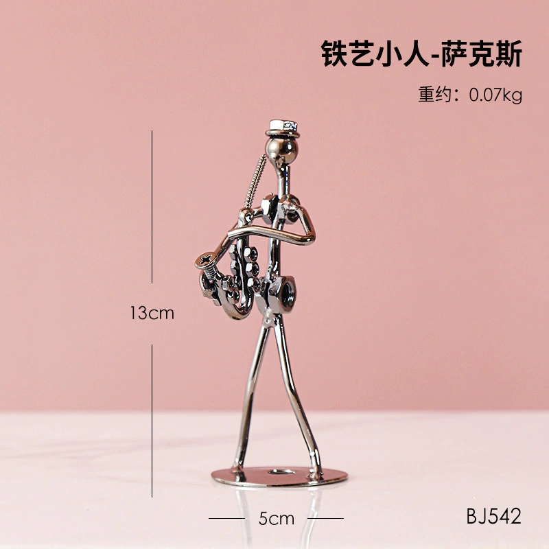 p_1783362460527_kx86 Iron Band Musician Figure Metal Crafts Simple Style Creative Birthday Gift Bedroom Desktop Decoration