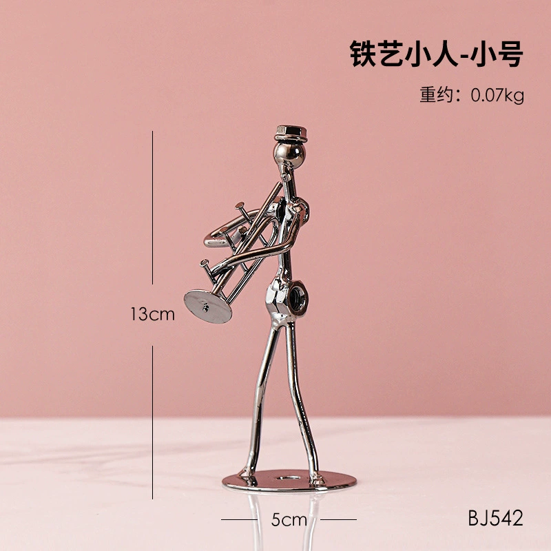 p_1783362463313_gzt3 Iron Band Musician Figure Metal Crafts Simple Style Creative Birthday Gift Bedroom Desktop Decoration