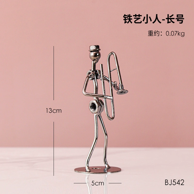 p_1783362464007_2d4u Iron Band Musician Figure Metal Crafts Simple Style Creative Birthday Gift Bedroom Desktop Decoration