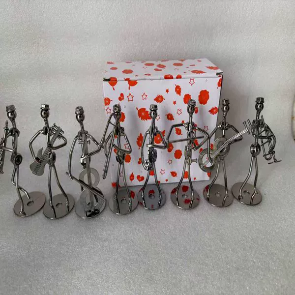p_1783362469544_ezb2 Iron Band Musician Figure Metal Crafts Simple Style Creative Birthday Gift Bedroom Desktop Decoration