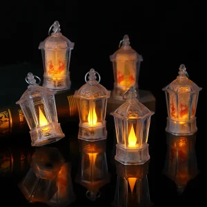 Transparent Mini LED Candle Lantern Desktop Decoration Bedroom Ambiance Light Square Lamp