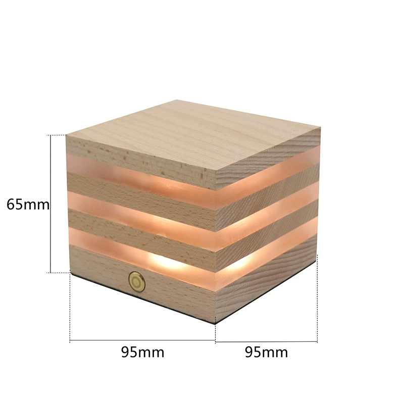 Charging Wooden Cabin Night Light Touch Dimmer Warm Bedroom Decoration Gift Wood House Lamp