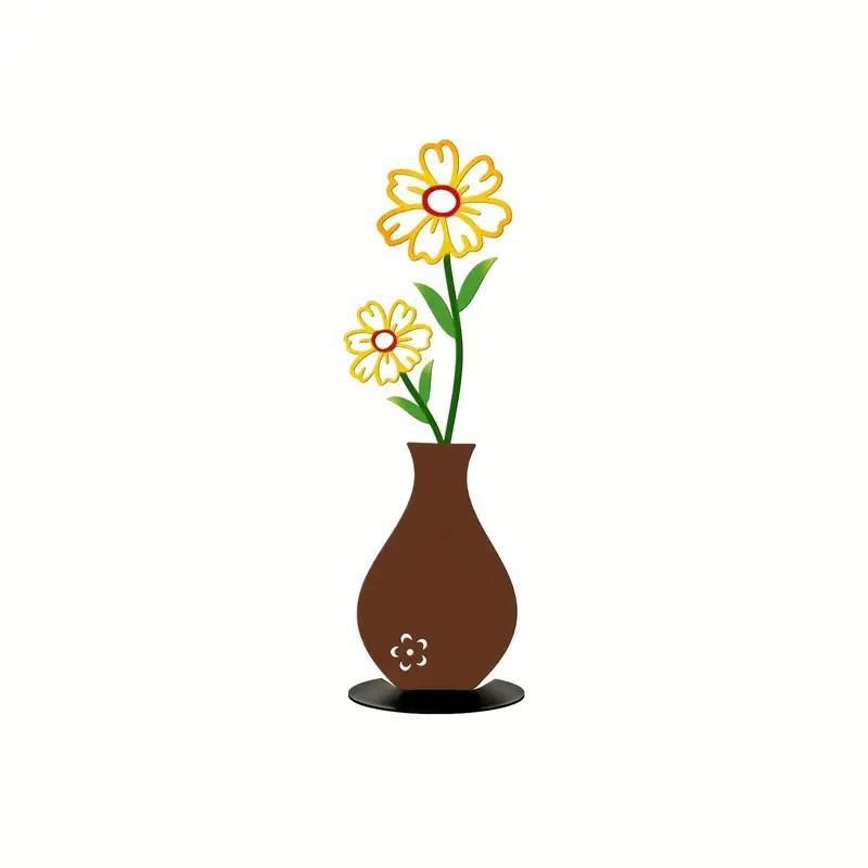 Cross-border 2D Metal Vase Desktop Decoration Living Room Bedroom Bookshelf Home Decor Colorful
