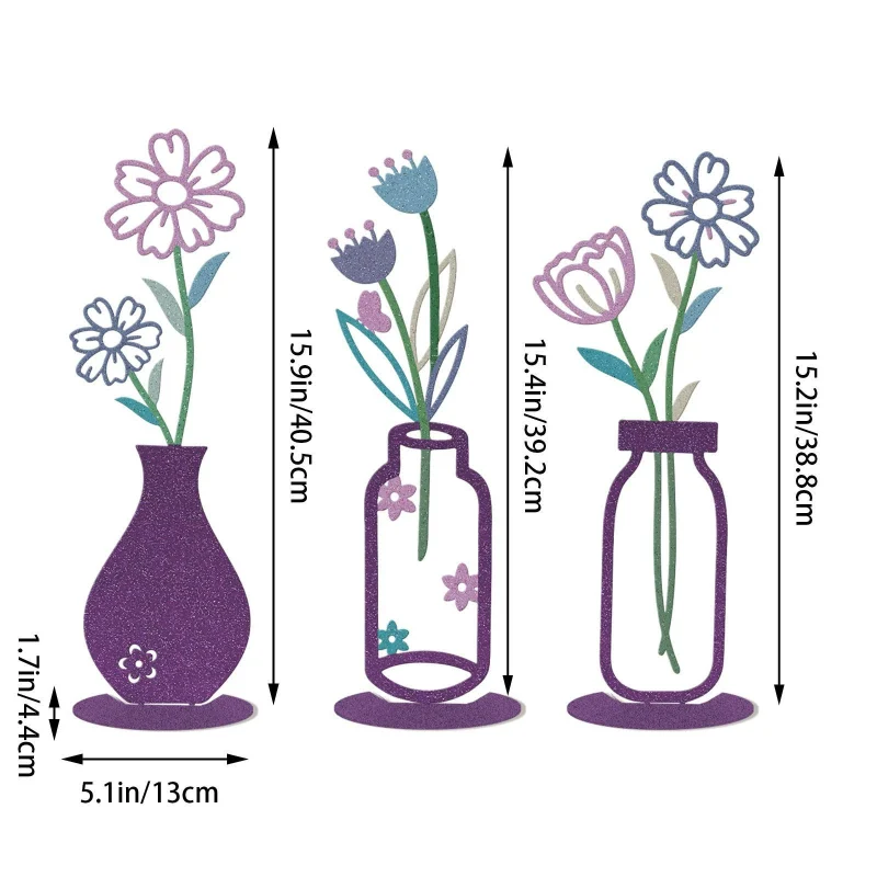 Cross-border 2D Metal Vase Desktop Decoration Living Room Bedroom Bookshelf Home Decor Colorful