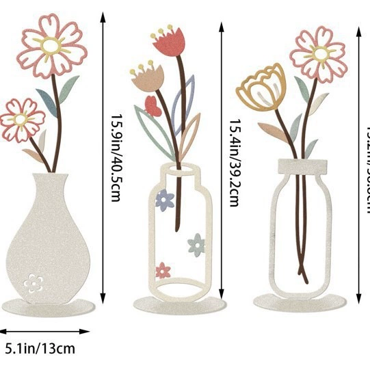 Cross-border 2D Metal Vase Desktop Decoration Living Room Bedroom Bookshelf Home Decor Colorful