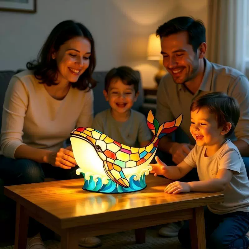 Cross-border New Whale Night Light Niche Desk Decor Bedroom Bedside Glowing Resin Funny Craft Ornament