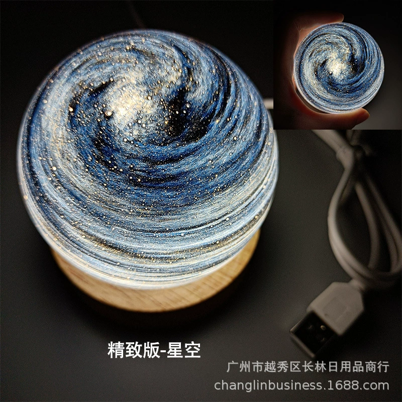 p_1783363003746_hhcn Cross-border Wandering Planet Star Lamp Solid Wood Night Light Sunset Lamp Desk Lamp Ambiance Bedside Birthday Gift