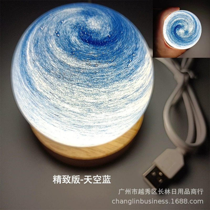 p_1783363005902_krcn Cross-border Wandering Planet Star Lamp Solid Wood Night Light Sunset Lamp Desk Lamp Ambiance Bedside Birthday Gift