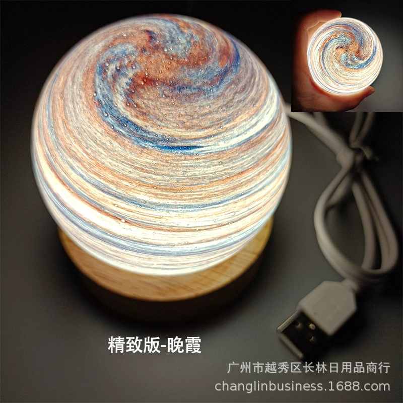 p_1783363008090_bmup Cross-border Wandering Planet Star Lamp Solid Wood Night Light Sunset Lamp Desk Lamp Ambiance Bedside Birthday Gift