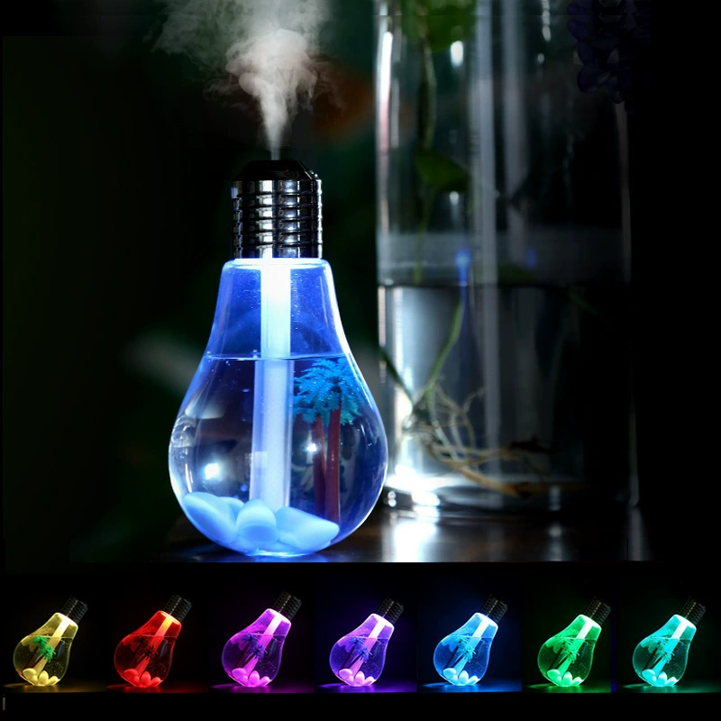 Cross-border New Creative Night Light Home Desktop Bedroom USB Silent Mini Color-changing Bulb Spray Humidifier