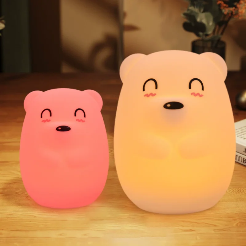 p_1783363265660_vf1t Cross-border Baby Bedside Night Light Children Bedroom Timer Silicone Tap Light Charging Bear Silicone Lamp