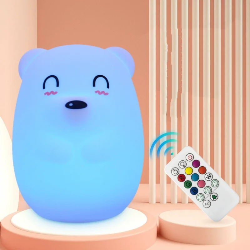p_1783363266792_b09k Cross-border Baby Bedside Night Light Children Bedroom Timer Silicone Tap Light Charging Bear Silicone Lamp