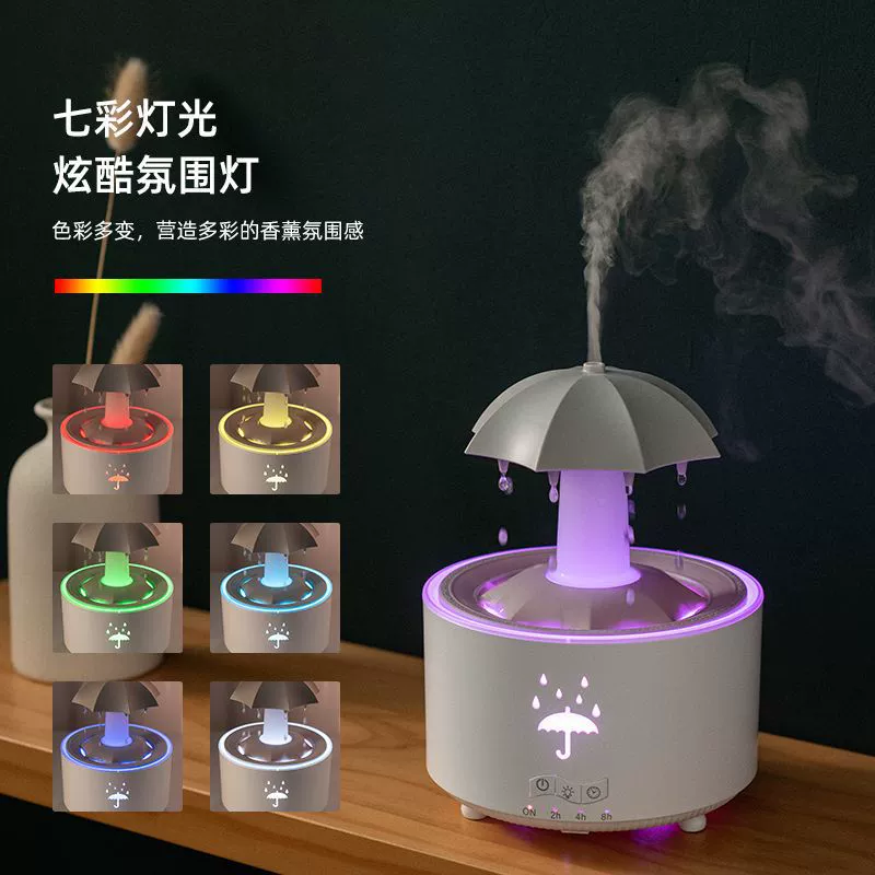 p_1783363413506_rplr Cross-border Creative Rotating Raindrop Aromatherapy Diffuser Small Home Bedroom Silent Colorful Ambiance Light Essential Oil Diffuser