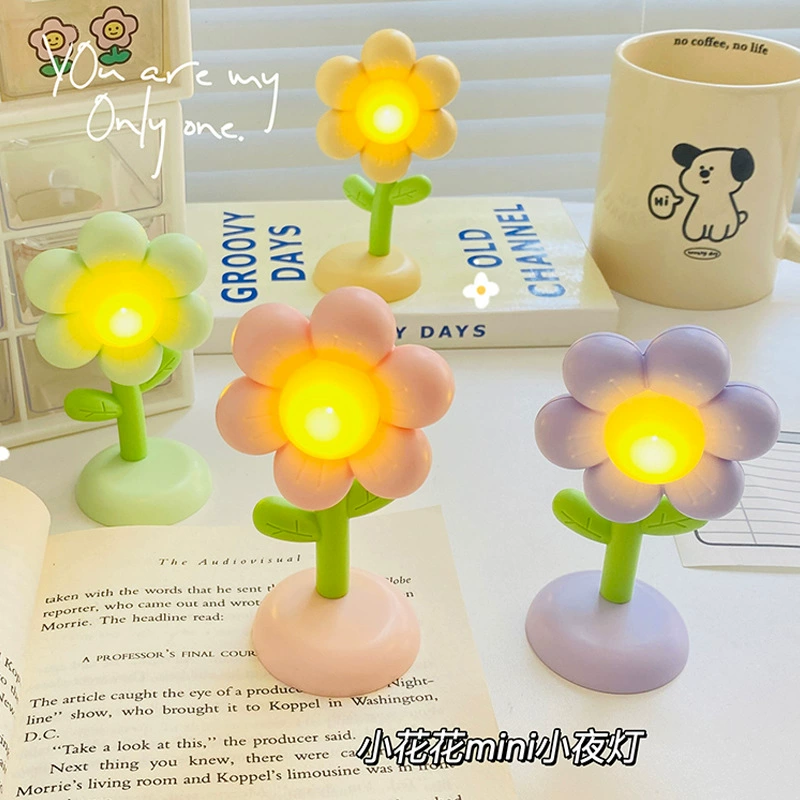p_1783363441694_gu7s Creative Bedroom Hallway Decoration Mini Children Desktop Ornament Ambiance Light Flower Cream Glue Magnetic Night Light