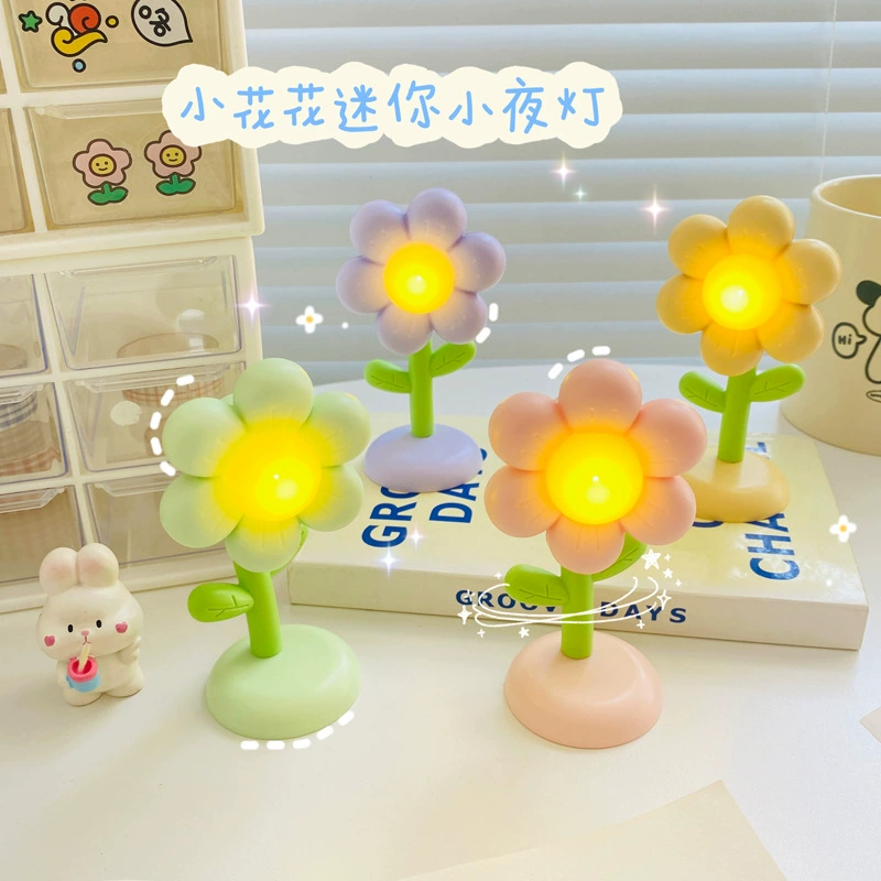 p_1783363442656_9u7m Creative Bedroom Hallway Decoration Mini Children Desktop Ornament Ambiance Light Flower Cream Glue Magnetic Night Light