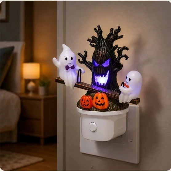Cross-border Creative New Resin Decoration Night Light Bedroom Swing Ghost Night Light Halloween Decoration Small Ornament
