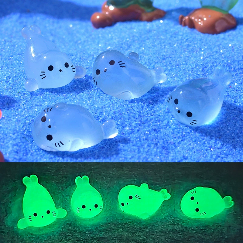 Cross-border Hot Micro Landscape Glowing Seal Fish Tank Aquarium DIY Decoration Accessories Cute Desktop Ornament