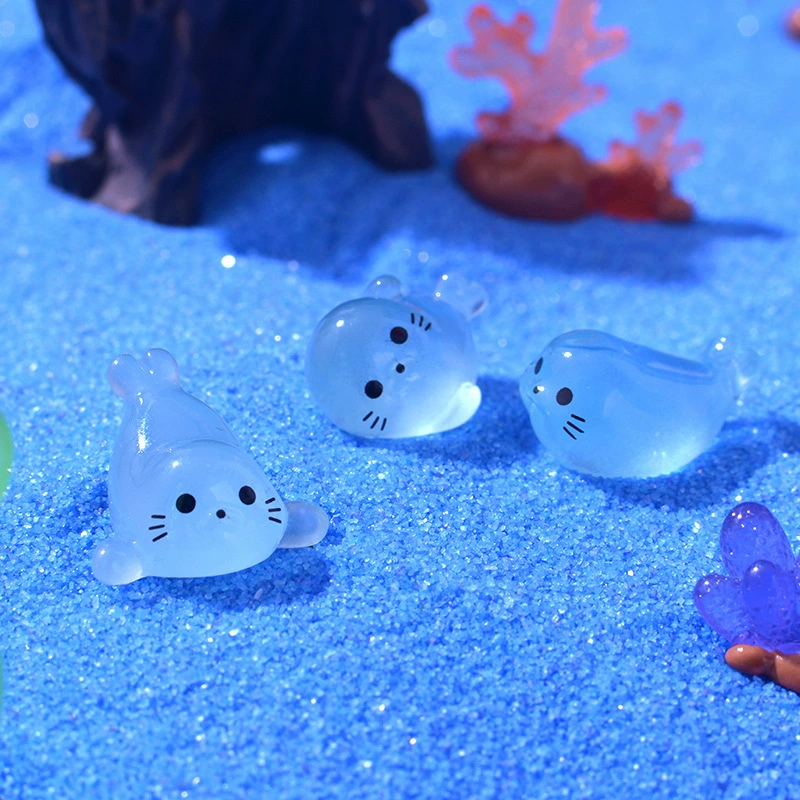 Cross-border Hot Micro Landscape Glowing Seal Fish Tank Aquarium DIY Decoration Accessories Cute Desktop Ornament