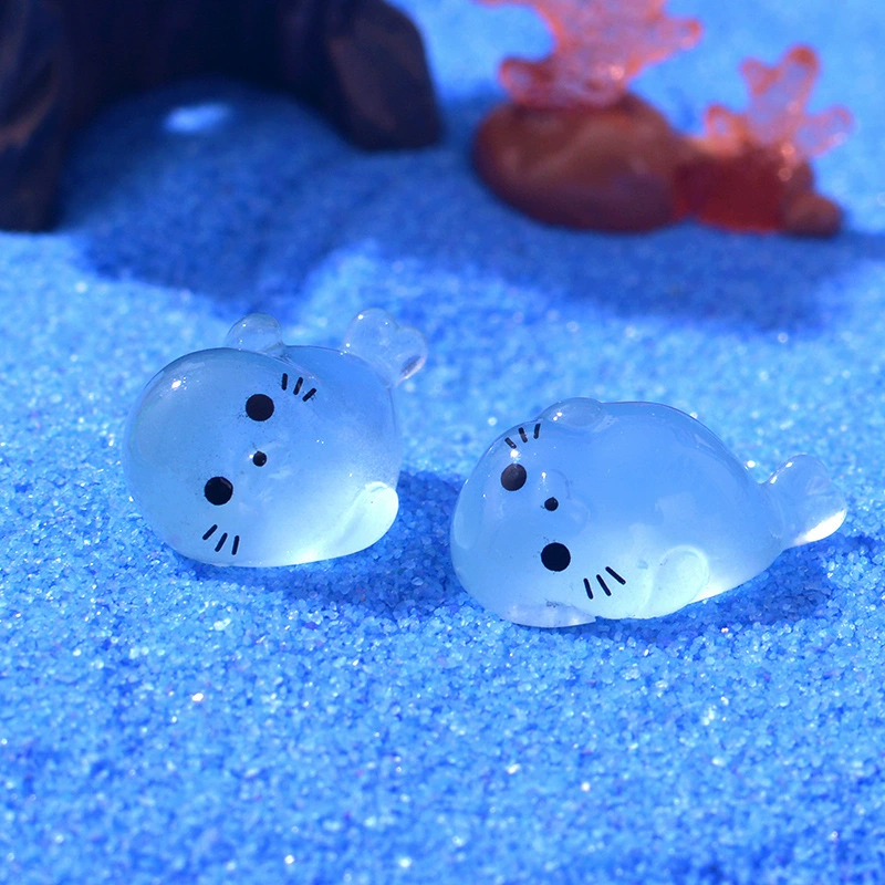 Cross-border Hot Micro Landscape Glowing Seal Fish Tank Aquarium DIY Decoration Accessories Cute Desktop Ornament