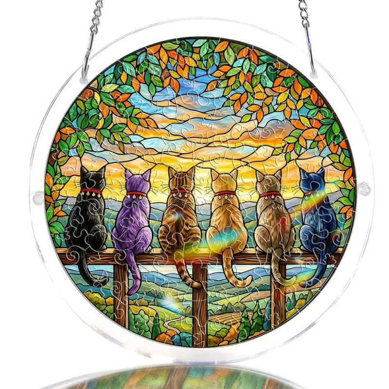 p_1783363629230_67sm Cross-border New Acrylic Puzzle Light Catcher Animal Kitten Pendant Round Window Hanging Decoration DIY Home Hanging Ornament