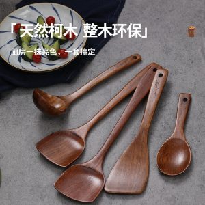 prod1_1 Lacquered Wooden Kitchen Utensils Set - Non-Stick Cookware Safe Spatula & Ladle