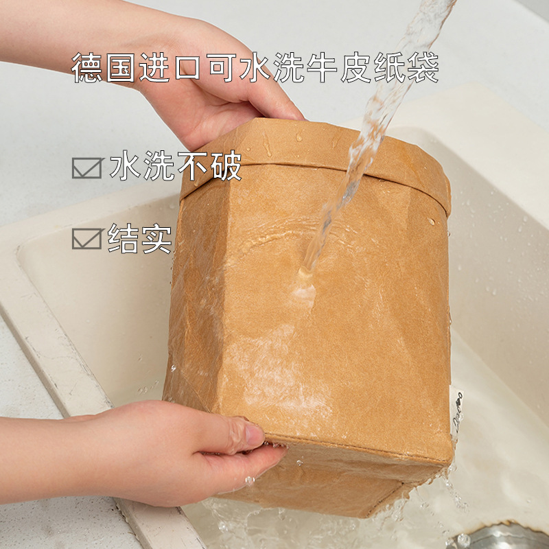 Washable Kraft Paper Storage Bags - Fridge Organizer & Desktop Storage