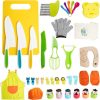 Kids Kitchen Tools Set - 28-50 Piece Children's Safe Cooking Kit with Fruit Knife & Stamps