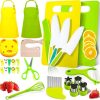 Kids Kitchen Tools Set - 28-50 Piece Children's Safe Cooking Kit with Fruit Knife & Stamps
