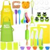 Kids Kitchen Tools Set - 28-50 Piece Children's Safe Cooking Kit with Fruit Knife & Stamps