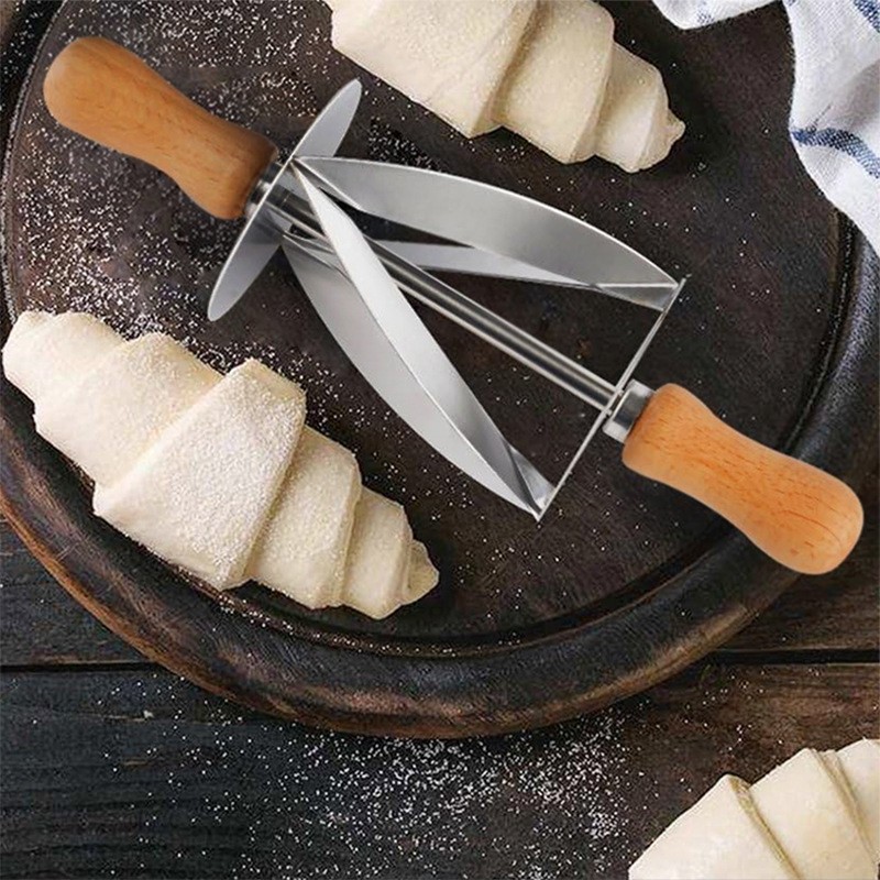 Stainless Steel Croissant Cutter & Dough Roller - Baking Pastry Tool