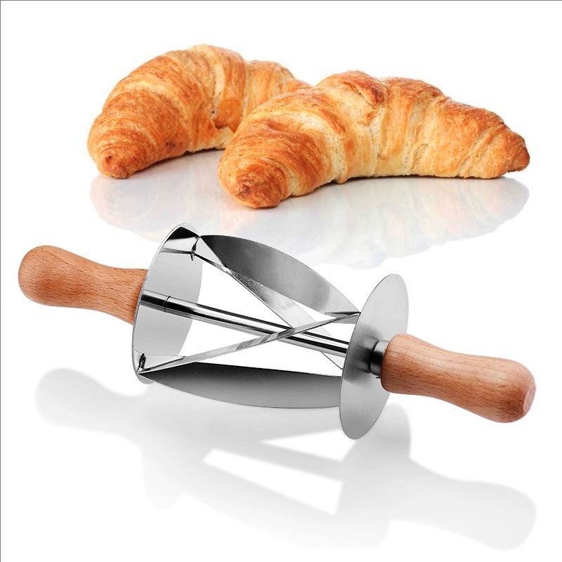 Stainless Steel Croissant Cutter & Dough Roller - Baking Pastry Tool