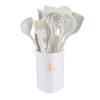 Wood Handle Silicone Kitchen Utensils 13-Piece Set with Storage Bucket