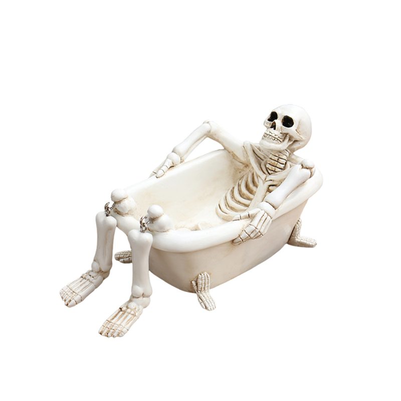 skull-05.jpg Bathtub Skull Flower Pot - Resin Garden Skull Planter Gothic Halloween Plant Pot for Outdoor Decor